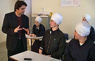 Producer-director Mangal Dhillon while shooting �American Tribute to Sikhism� at the Miri-Piri Academy in Amritsar on Wednesday. 