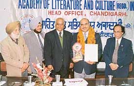 Prof Darshan Singh, national president of the academy of the National literature and culture India, at the farewell of Dr Balwinder Kumar Thapa