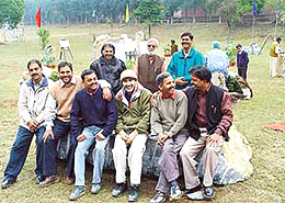 Sculptors from different parts of the country pose for a photograph during the