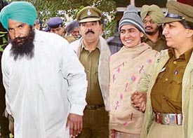 Lakhwinder Singh, alias Lakha, and his wife Baljit Kaur arrested in Chandigarh on Sunday for allegedly facilitating the escape of Jagtar Singh Hawara and others from the Burail jail