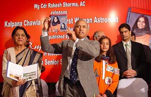 Wing Commander Rakesh Sharma (retd), India�s first cosmonaut, releases a book on Kalpana Chawla on her first death anniversary