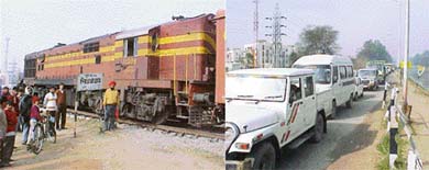 The engine of a goods train breaks down on the Ferozepore-Ludhiana line, blocking the traffic on the Sidhwan canal road 