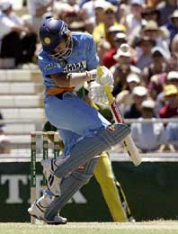 Yuvraj Singh of India reacts after being hit off the bowling of Brad Williams of Australia in the one-day international in Perth