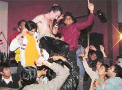 French rock group �Wampas� performs at the Law Auditorium