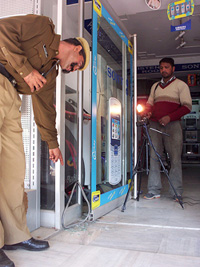 The scene of the robbery in a television shop in Patiala