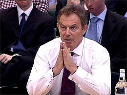 British Prime Minister Tony Blair answers questions from the Parliamentary Liaison Committee in London