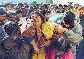 Grief-stricken mother of Amit whose body was found by the police from a nullah at Mohali