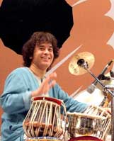 Ustad Zakir Hussain performs at a function to pay homage to his father and late tabla maestro Ustad Alla Rakha