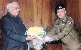 Delhi Police Commissioner K. K. Paul calls on Prime Minister Atal Behari Vajpayee after taking charge of the police
