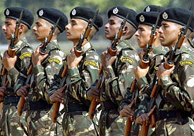 Members of Garud Task Force, Indian Air Force's new commando unit, march during their graduation day parade in New Delhi