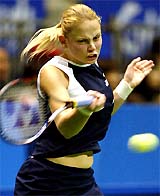 Jelena Dokic of Serbia and Montenegro makes a return to Janette Husarova of Slovakia 