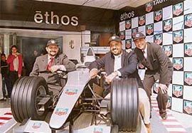 A TAG Heur Formula I car on display in Chandigarh on Monday.