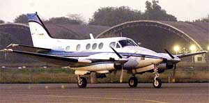 The C-90 four-seater private plane, which had flown over the Prime Minister�s residence on Monday evening, parked at the Safdarjung Airport
