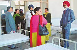 Senior officers of the Health Department inspect the Civil Hospital, Mohali, for the forthcoming visit of a Canadian team of doctors. 
