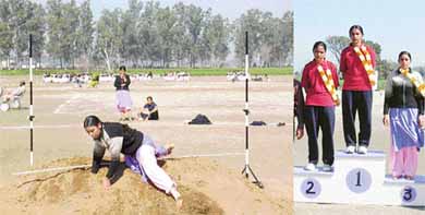 An athlete in action and winners at the annual athletics meet of Guru Nanak Girls College, Model Town, Ludhiana