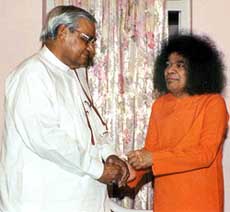 Prime Minister Atal Bihari Vajpayee with Sai Baba