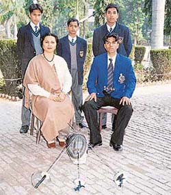 Fencers of the St Soldier�s Divine Public school, Sector 16, Panchkula, along with the Principal of the school