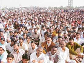 A �Poorvanchal Ekta� rally organised by social and religious bodies of the migrants from Uttar Pradesh and Bihar