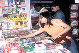A book buff at the 16th World Book Fair at Pargati Maidan in the Capital on Sunday.