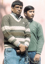 Krishan Murari Sharma being produced at R.K Puram Crime Branch office. 