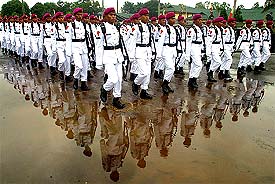 Indonesian Marines march during their graduation ceremony in Jakarta 