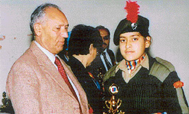 Vibhuti Jain during a meeting with Punjab Governor O.P. Verma after receiving the Best Cadet award