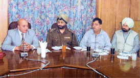 Mr A.A. Siddiqui, Director-General of Police, Punjab, addresses a gathering after launching a mobile wing of motor cycles at Mandi Gobindgarh