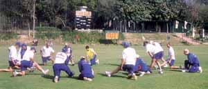 The England A cricket team practice at the Teri Oval ground in preparation of the Duleep Trophy match against South Zone.