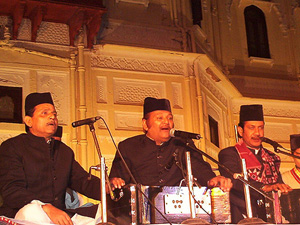 Qawwal Ahmad Khan Warsi performs with his troupe at the NIS grounds in Patiala