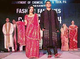 A fashion show in progress at Cyanide-2004 on the Panjab University campus in Chandigarh