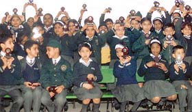 Students of St. Xavier�s Senior Secondary School, Sector 44, Chandigarh, with their awards at the annual academic award presentation ceremony