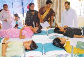 Students of GCG College, Sector 42, donate blood on the college premises in Chandigarh