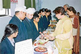 A view of the tasteful salads made by students of Biossoms School, Patiala, at a cookery competition organised on Tuesday