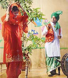 A scene from the ''Ambi Da Boota'' play held at Swami Ram Tirtha Auditorium, Sector 24, Chandigarh