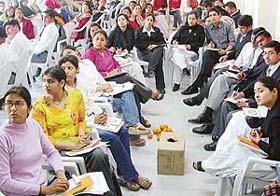 Students of the Army Institute of Law attend a workshop organised by the Human Rights Law Network in Mohali
