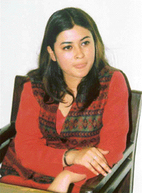 Youth Congress spokesperson Ragini Nayak addresses a press conference in Ludhiana