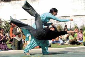  Students of Mata Sundari College demonstrate self-defence techniques during the valedictory function witnessed by Delhi Commissioner of Police K.K. Paul.