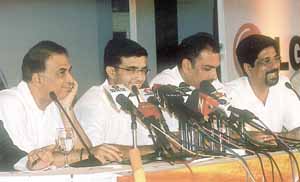 Captains all: Sunil Gavaskar, Saurav Ganguly, Ravi Shastri and Krishnamachari Srikkanth at a media briefing in the Capital on Thursday.