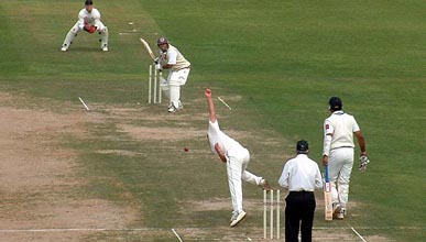SS Das of East Zone gets ready to play a ball on the opening day of the Duleep Trophy match against England-A at Gandhi Ground, Amritsar
