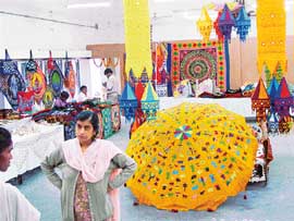 Handicrafts on display at Orissa Handicrafts Exhibition at Panchayat Bhavan in Chandigarh