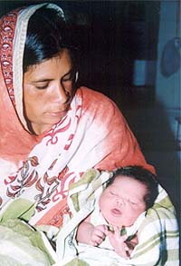 Ms Karamjit Kaur of Aiyali Khurd village with her baby boy born at 3 am on leap day at DMC Hospital, Ludhiana