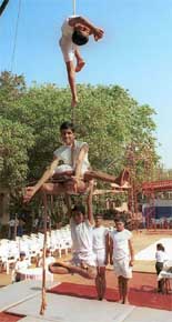 Blind students from Victoria Memorial School demonstrate their skills