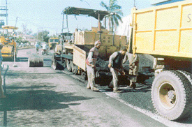 Recarpeting of the Malhar road in Sarabha Nagar in progress on Monday under the road development programme of the MC 