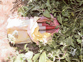 Six empty shells, suspected to be of rocket-launcher missiles, that were found near the Central Jail in Ludhiana