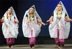 Artistes of the Jagoi Marup present a dance sequence 