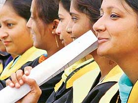 A student of Government College, Panchkula, holds a degree at the 15th annual convocation held on the college premises