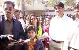 Visa-seekers hoping to watch the Indo-Pak cricket series outside the Pakistan High Commission in New Delhi on Wednesday.
