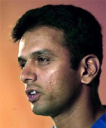 Indian vice-captain Rahul Dravid speaks during a news conference in New Delhi on Wednesday