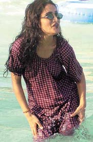 A visitor takes a dip at Oysters water park, which was thrown open to the public in the Capital on Thursday. 