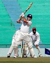 Yuvraj Singh in action during the Duleep Trophy final